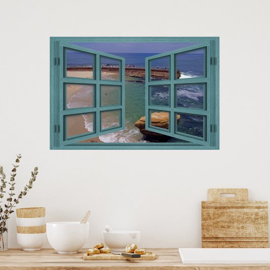La Jolla Seal Beach 6 Pane Open Window Poster (Keuken)