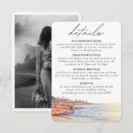 La Jolla Trouwdetails Behuizing Kaart (Voorkant / Achterkant)