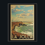 La Jolla Vintage Travel - Californische kust Briefkaart<br><div class="desc">Dit wijnoogstjaar La Jolla is voorzien van een uitzicht aan de kust van La Jolla, Californië.</div>