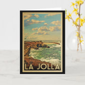 La Jolla Vintage Travel - Californische kust Kaart (Gele Bloem)