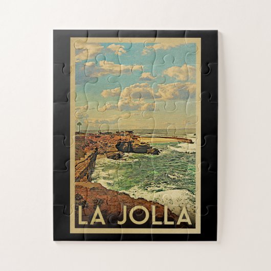 La Jolla Vintage Travel - Californische kust Legpuzzel (Verticaal)