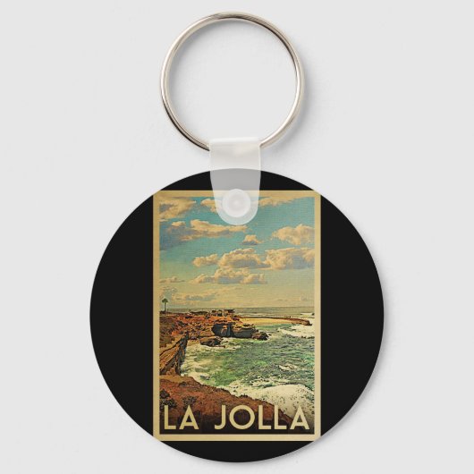 La Jolla Vintage Travel - Californische kust Sleutelhanger (Voorkant)