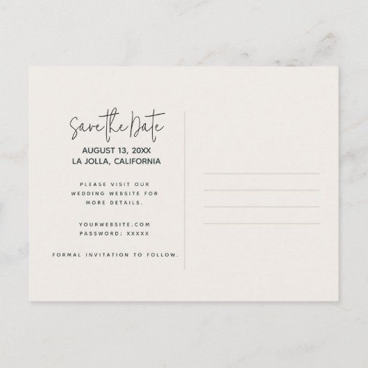 La Jolla Wedding Save the Date Briefkaart (Achterkant)