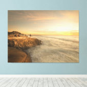 La Jolla Windansea Sunset 54x40 Extra groot Canvas (Insitu (Houten vloer))
