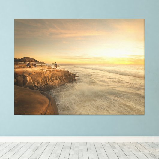 La Jolla Windansea Sunset 54x40 Extra groot Canvas (Insitu (Houten vloer))