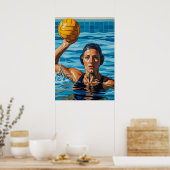 LA JOUSE DE WATER-POLO (De waterpolospeler) Poster (Keuken)