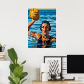 LA JOUSE DE WATER-POLO (De waterpolospeler) Poster (Thuiskantoor)