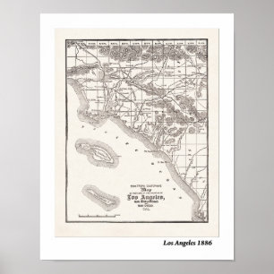 LA-kaart uit 1886 Poster