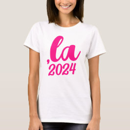 ,la Kamala comma spreek 2024 heet roze tekst uit T-shirt