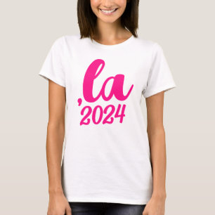 ,la Kamala comma spreek 2024 heet roze tekst uit T-shirt