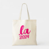 ,la Kamala comma spreek 2024 heet roze tekst uit Tote Bag (Achterkant)