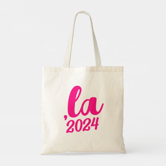 ,la Kamala comma spreek 2024 heet roze tekst uit Tote Bag (Achterkant)