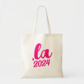 ,la Kamala comma spreek 2024 heet roze tekst uit Tote Bag (Voorkant)