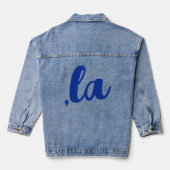 ,la Kamala comma spreek blauwe tekst uit Denim Jacket (Achterkant)