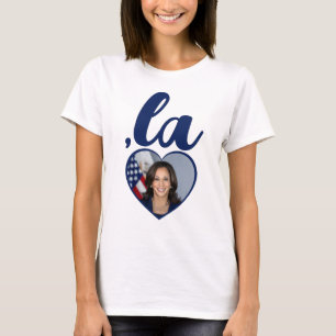 ,la KAMALA foto hart blauw democraat tekst T-shirt