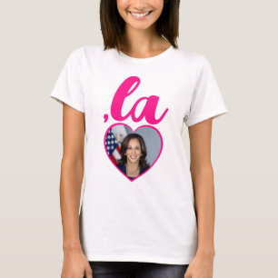 ,la KAMALA foto hart hete roze democratische tekst T-shirt