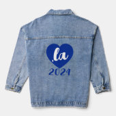 ,la KAMALA hart 2024 blauw script tekst Denim Jacket (Achterkant)