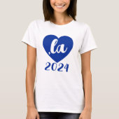 ,la KAMALA hart 2024 blauw script tekst T-shirt (Voorkant)