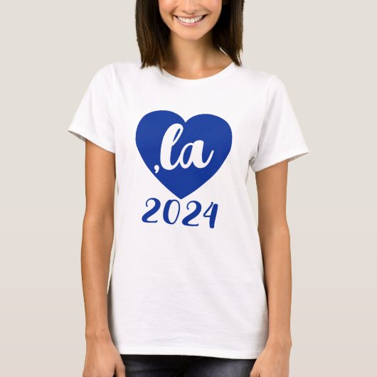 ,la KAMALA hart 2024 blauw script tekst T-shirt (Voorkant)