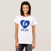 ,la KAMALA hart 2024 blauw script tekst T-shirt (Voorkant volledig)