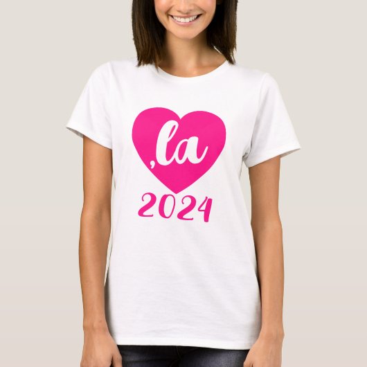,la KAMALA hart 2024 hot pink script tekst T-shirt (Voorkant)