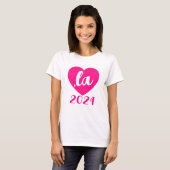 ,la KAMALA hart 2024 hot pink script tekst T-shirt (Voorkant volledig)