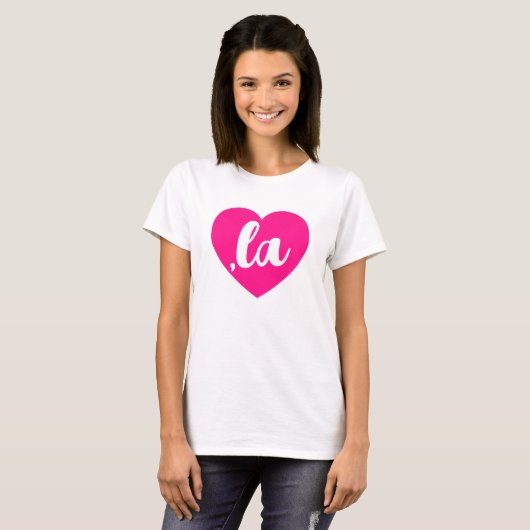 ,la KAMALA hart hete roze script tekst T-shirt (Voorkant volledig)
