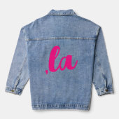 ,la Kamala uitgesproken in heet roze tekst Denim Jacket (Achterkant)