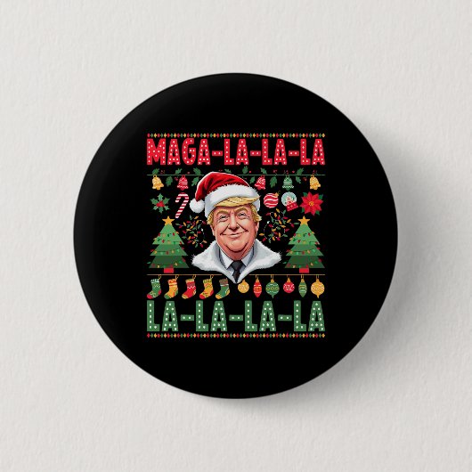 La La Donald Trump Potus 47 Lelijke Kerst 1 Ronde Button 5,7 Cm (Voorkant)