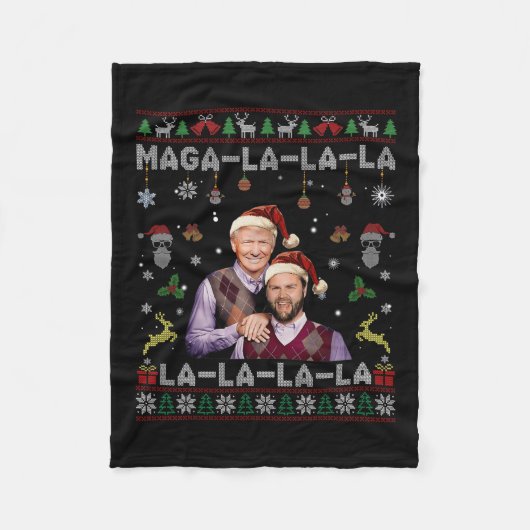 La La Donald Trump Potus 47 Lelijke Kerstzweet Fleece Deken (Voorkant)