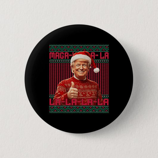La La Donald Trump Potus 47 Lelijke Kerstzweet Ronde Button 5,7 Cm (Voorkant)
