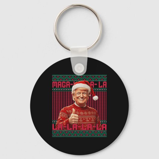 La La Donald Trump Potus 47 Lelijke Kerstzweet Sleutelhanger (Voorkant)