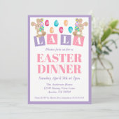 La La Easter Bunny Easter Dinner Invitation Kaart (Staand voorkant)