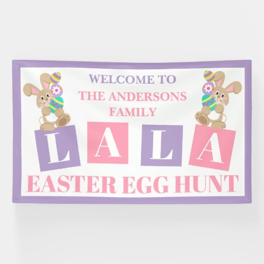 La La Easter Bunny Egg Hunt Banner (Horizontaal)