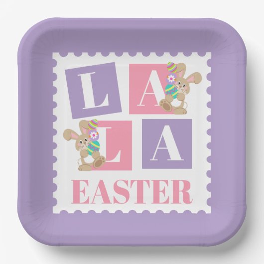 La La Easter Bunny Party Plates Papieren Bordje (Voorkant)