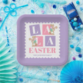 La La Easter Bunny Pastel Party Plates Papieren Bordje (Feest)