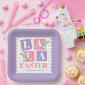 La La Easter Bunny Pastel Party Plates Papieren Bordje (Feest)