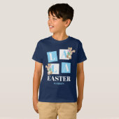 La La Easter Cute Bunny Navy Blue Boys T-shirt (Voorkant volledig)