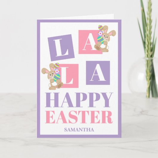 La La Easter Pastel Bunny Greeting Card Kaart (Voorkant)