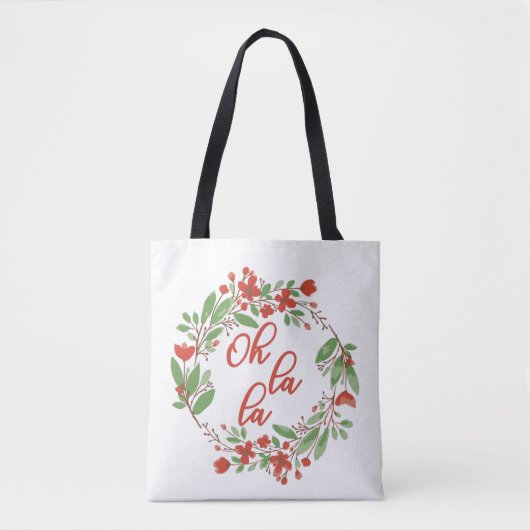 La La - Franse Gezegden Floral Tote Bag (Voorkant)