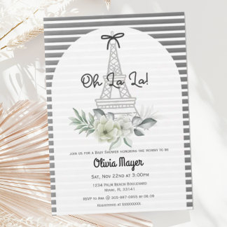 La la French Paris Eiffeltoren Baby shower Kaart