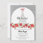 La la French Paris Elegant Rozen Baby shower Kaart (Voorkant)