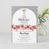 La la French Paris Elegant Rozen Baby shower Kaart (Staand voorkant)