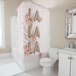 LA-LA-Girly Trendy RoseGold Flower Motivation Douchegordijn