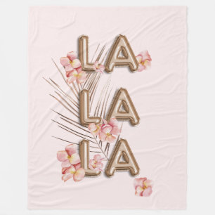 LA-LA-Girly Trendy RoseGold Flower Motivation Fleece Deken