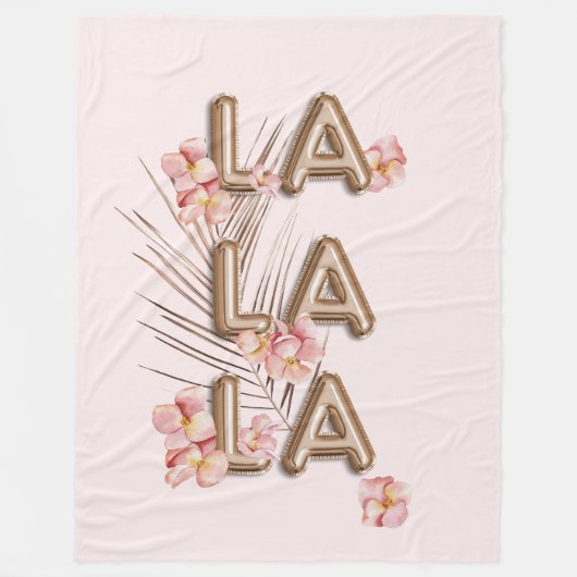 LA-LA-Girly Trendy RoseGold Flower Motivation Fleece Deken (Voorkant)