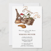 La La La! Gouden Frans Baby shower uitnodiging (Voorkant)