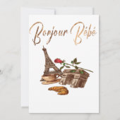 La La La! Gouden Frans Baby shower uitnodiging (Achterkant)