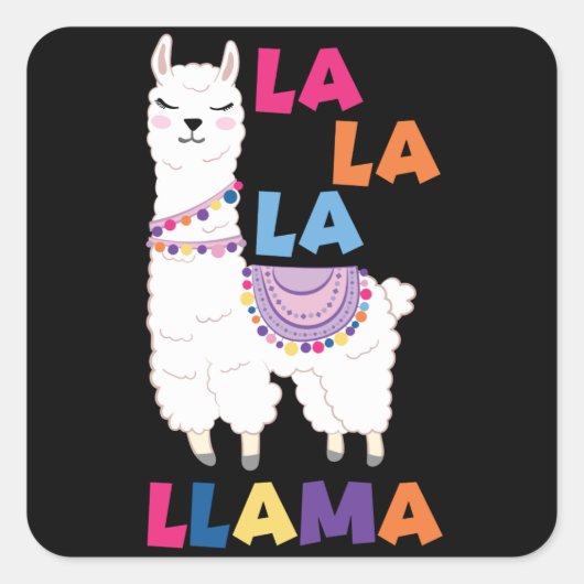 La La La Llama - Funny Singing Llama Vierkante Sticker (Voorkant)
