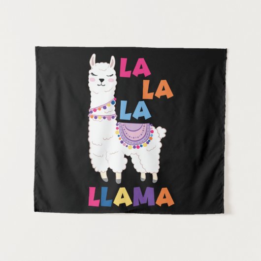 La La La Llama - Funny Singing Llama Wandkleed (Voorkant (horizontaal))